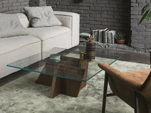 Dall'Agnese Низкий стол из дерева и стекла Stripe