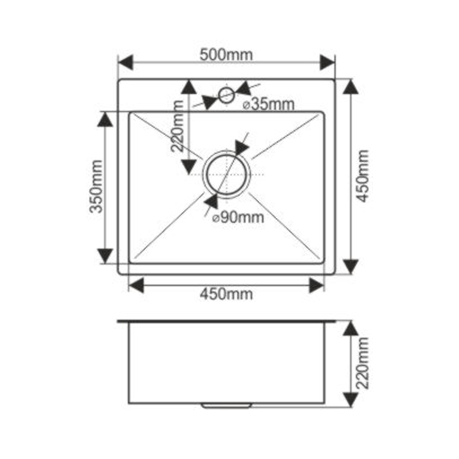 Мойка H5045 MELANA ProfLine 3,0/200 САТИН врезная прямоугольная с коландером H5045 H5045 сатин - Вид №1
