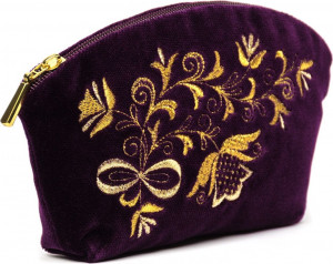 10660363 Торжокские золотошвеи Косметичка бархатная Торжокские золотошвеи "Букет", фиолетовая, 11х17см Бархат