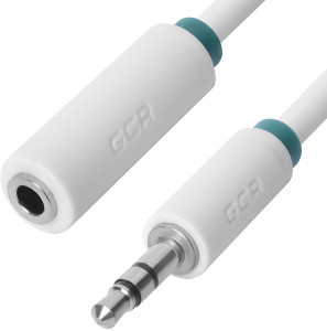 GCR-STM1662-0.25m удлинитель аудио 0.25m jack 3,5mm/jack 3,5mm белый, зеленая окантовка, ультрагибкий, 28awg, m/f, premium , экран, стерео Greenconnect