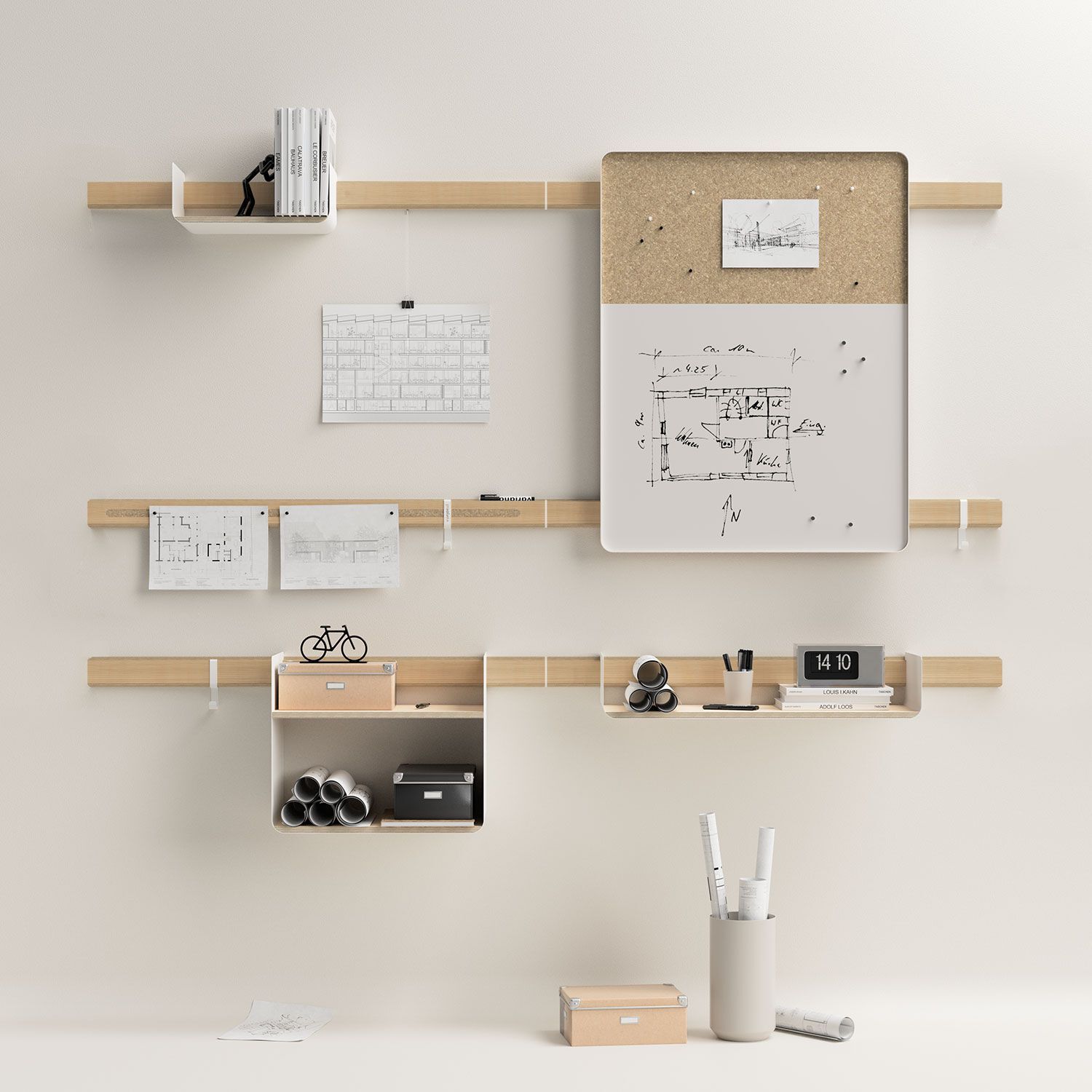 Система деревянных полок с доской и доской объявлений Variand Furniture H02 ARCH-00097442 - Вид №3