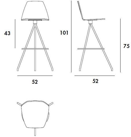 Sovet italia Табурет высокий фанерный со спинкой Sila sun-id-1390868 - Вид №1