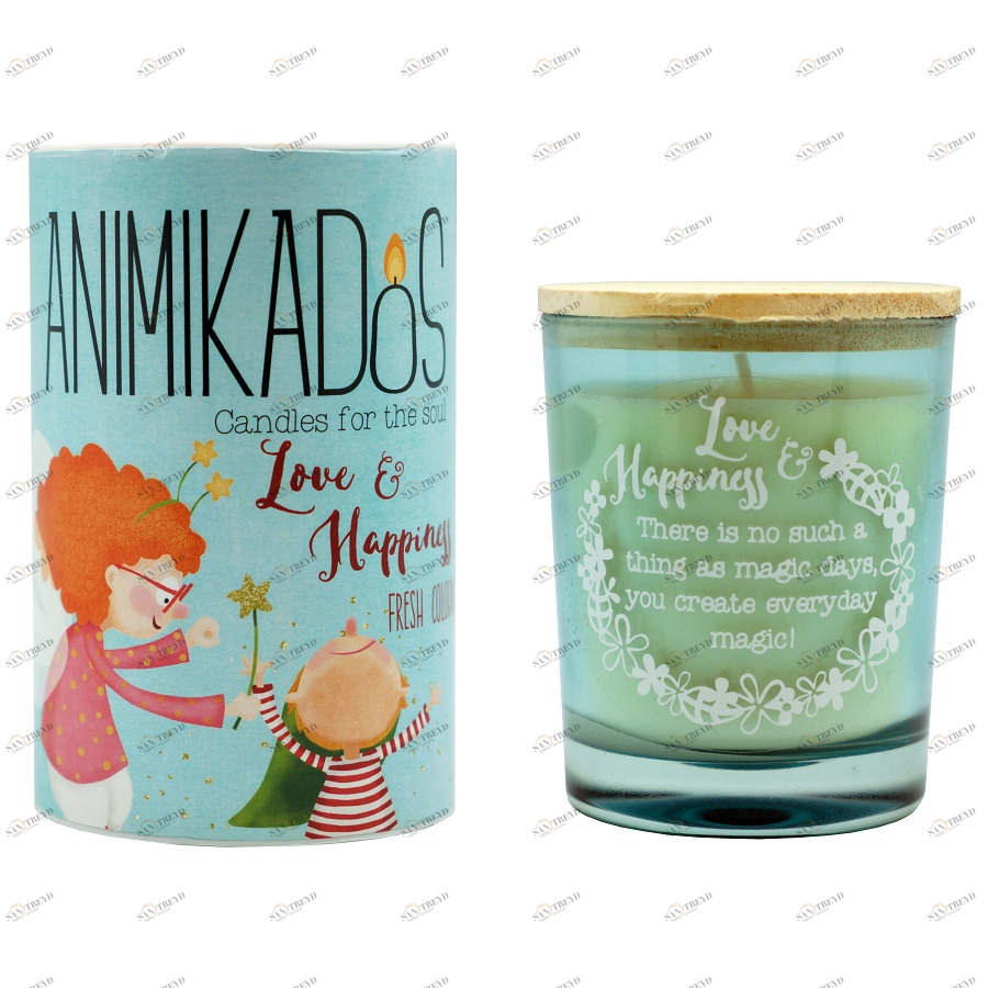 Свеча ароматическая цитрусовая Love&Happiness Animikados AMBIENTAIR  00-3880983 Зеленый 