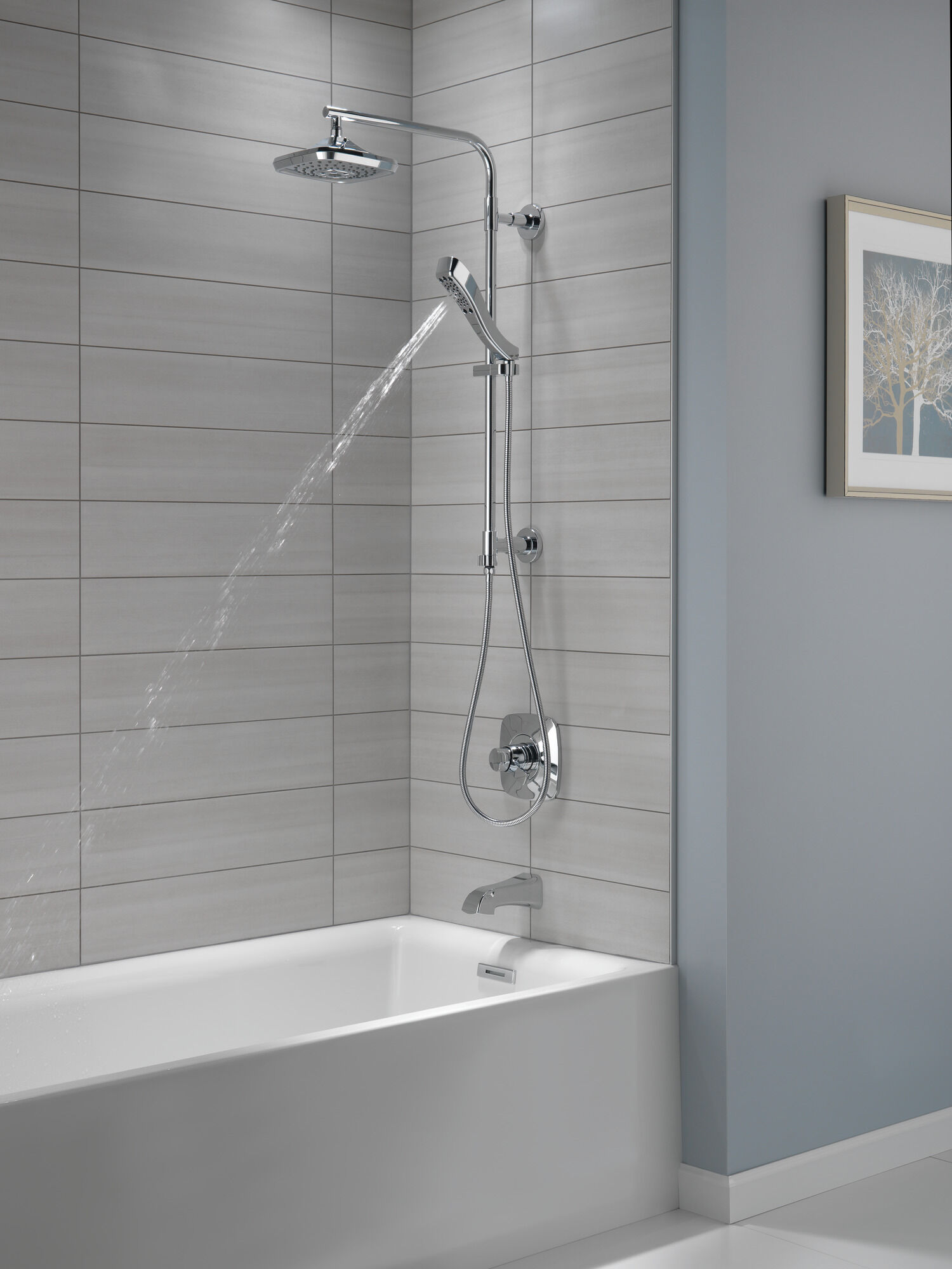 52690 H2Okinetic® 3-х позиционная душевая лейка Raincan Delta Faucet Universal Showering Хром  - Вид №7
