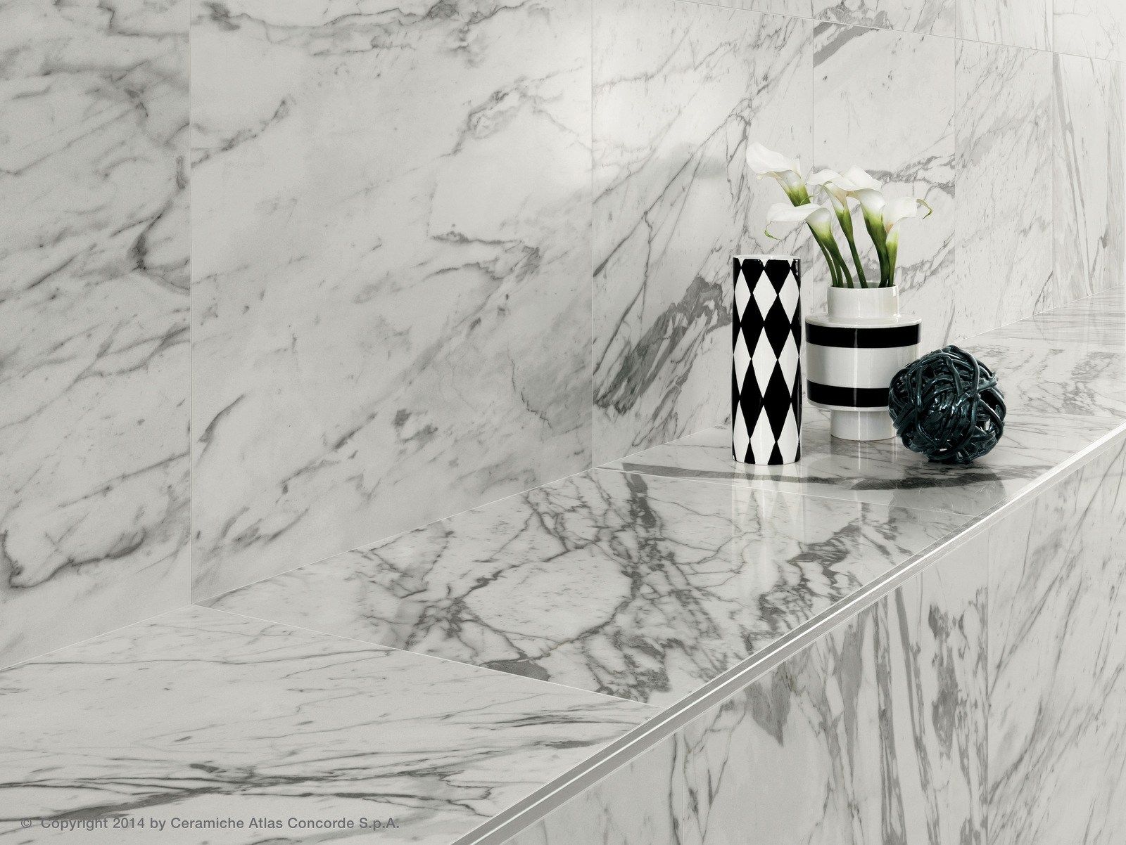 Белое керамическое покрытие с эффектом мрамора Atlas Concorde Marvel Pro ARCH-00130235 - Вид №11