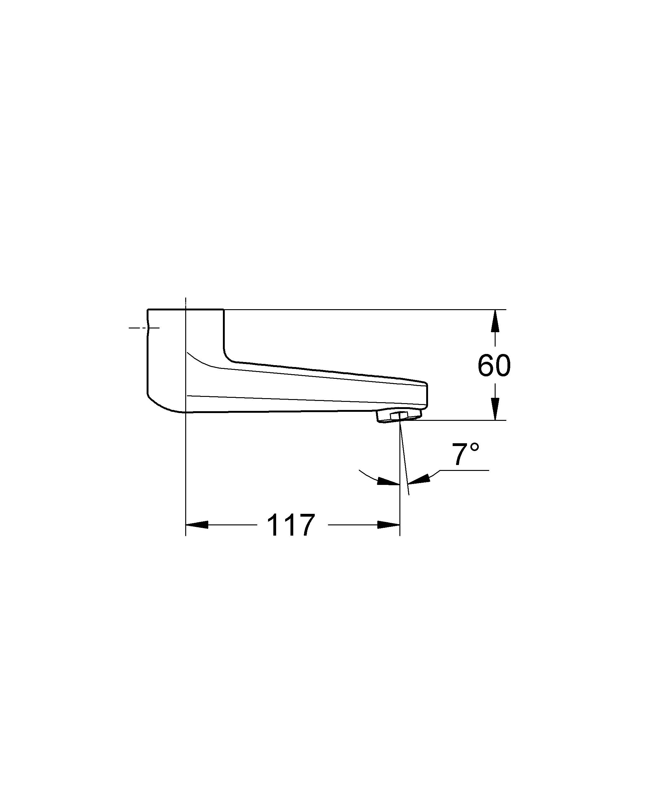 Излив для смесителей GROHE (вынос 117 мм), хром (13269000) Spare Parts - Вид №1