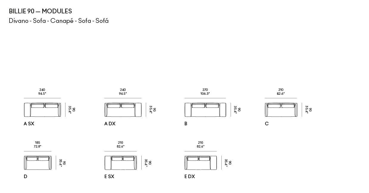2-местный съемный диван из ткани или кожи Casamania & Horm Billie ARCH-00064860 - Вид №6