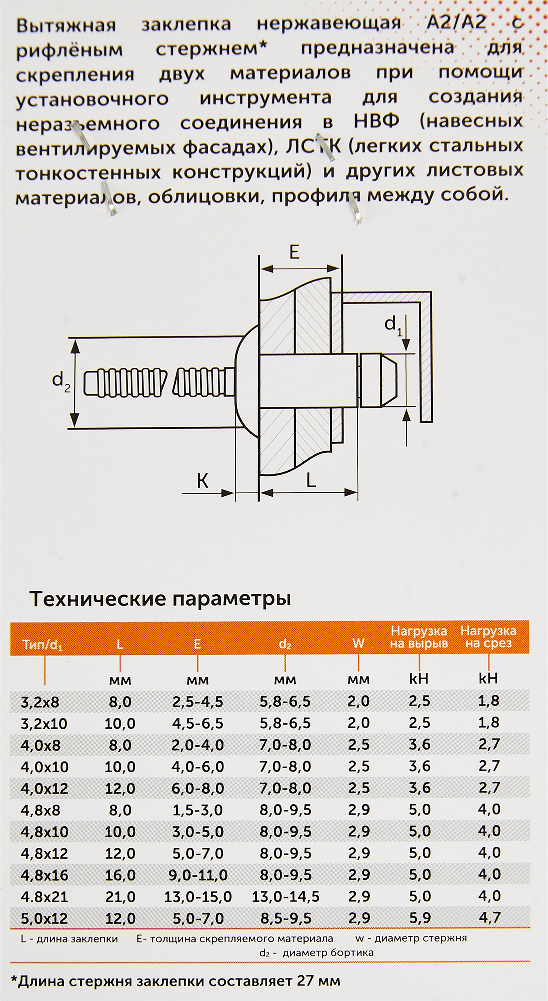 87762141 Заклепка 3.2x10 мм, 50 шт. STLM-0075570 Santreyd  - Вид №2
