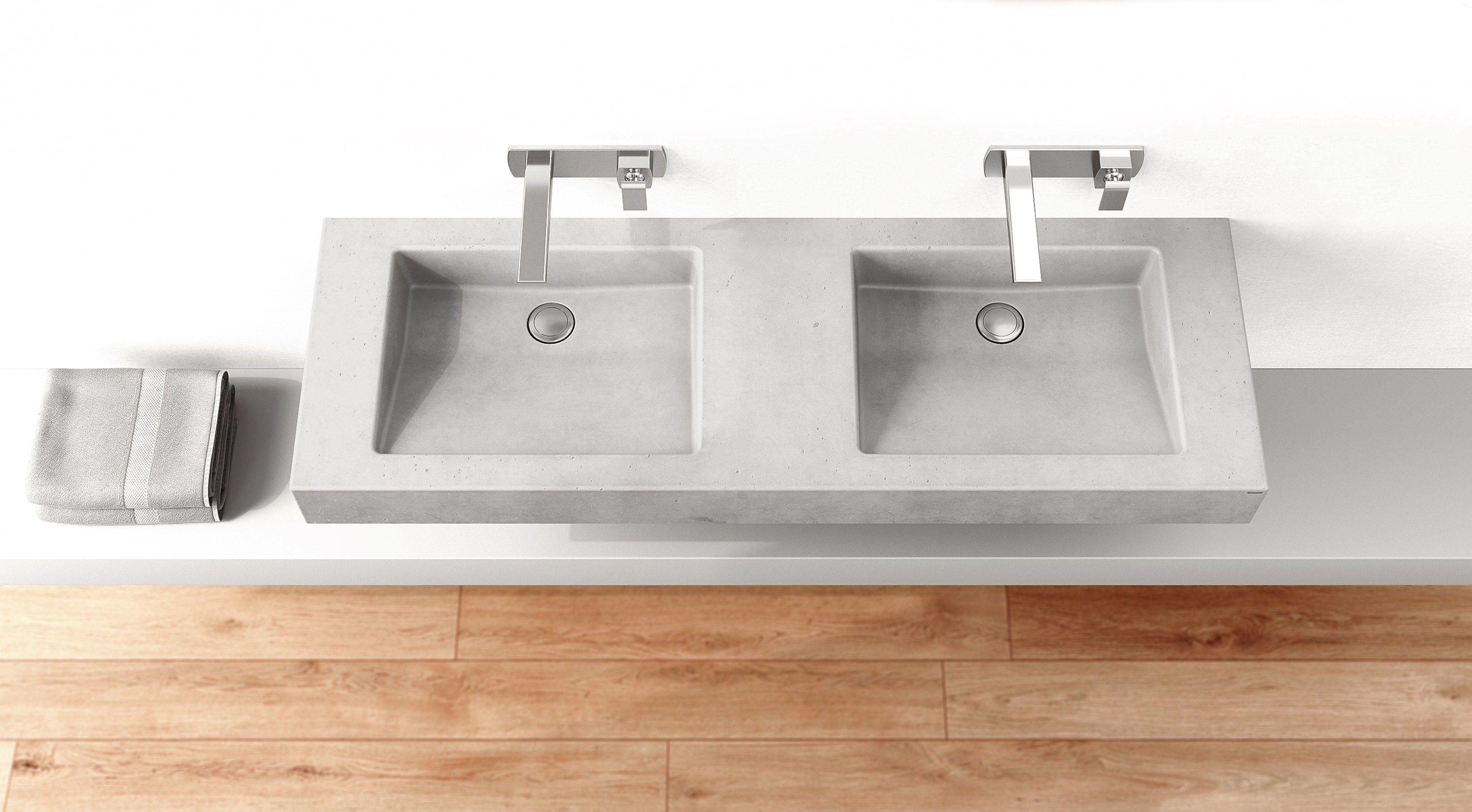 Двойной бетонный подвесной умывальник Gravelli SLANT 07 DOUBLE ARCH-00035507 - Вид №1