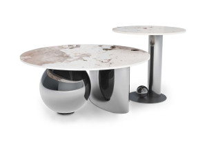 Круглый журнальный столик из спеченного камня