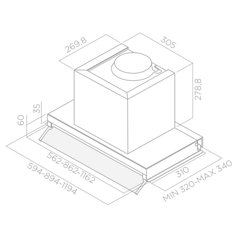 1106628 Вытяжка полновстраиваемая Elica BOXIN IX/A/90 серебристый/прозрачный STDN-0053930 - Вид №9