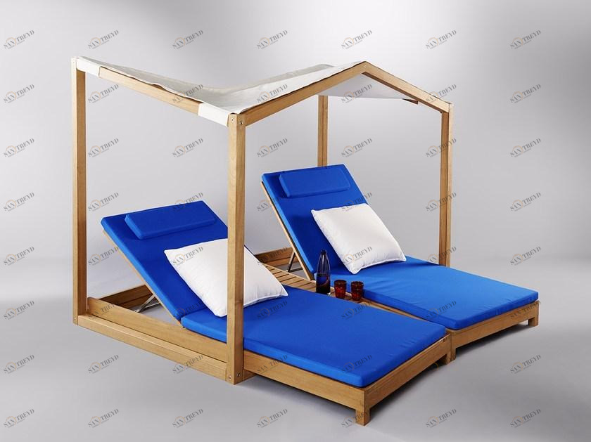 MOBIKA GARDEN Садовая кушетка с двойным навесом из тика sun-id-1363036