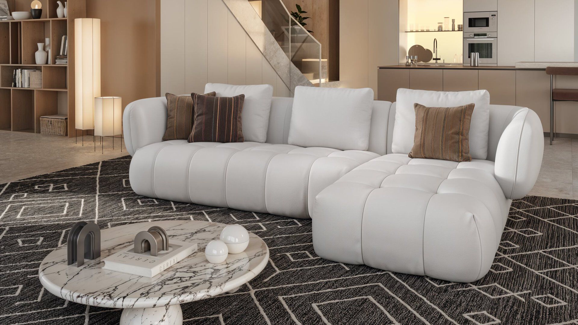 Кожаный диван с полуостровом на 4 места Sofanella море ARCH-00077692 - Вид №8