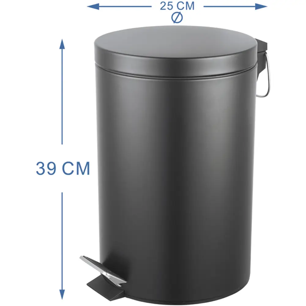Бак для мусора в ванную комнату KONSENSA Терни 12 л сталь цвет черный STLM-2155300