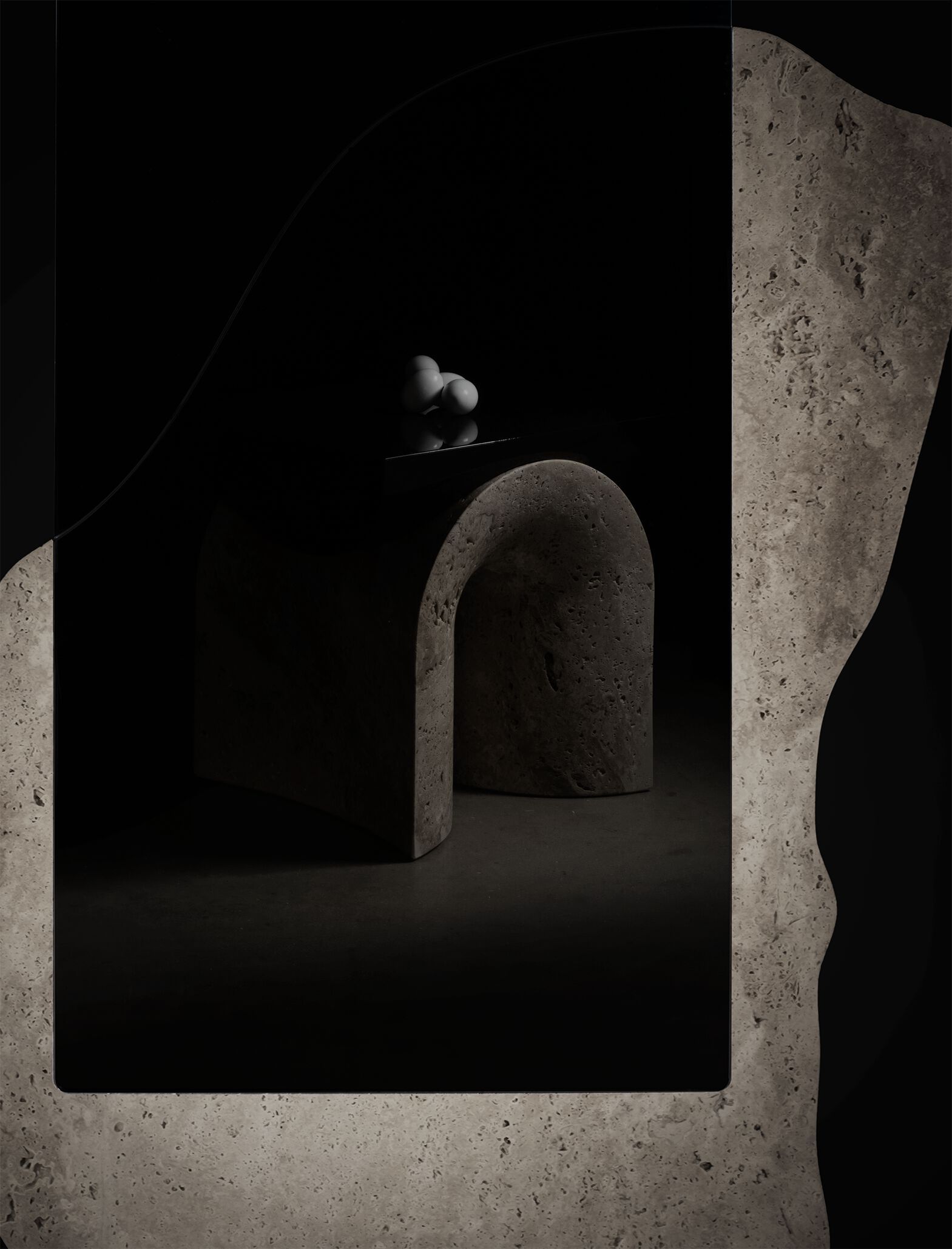 Прямоугольное зеркало из травертина Movimento Gallery Studio Zero ARCH-00029776 - Вид №1