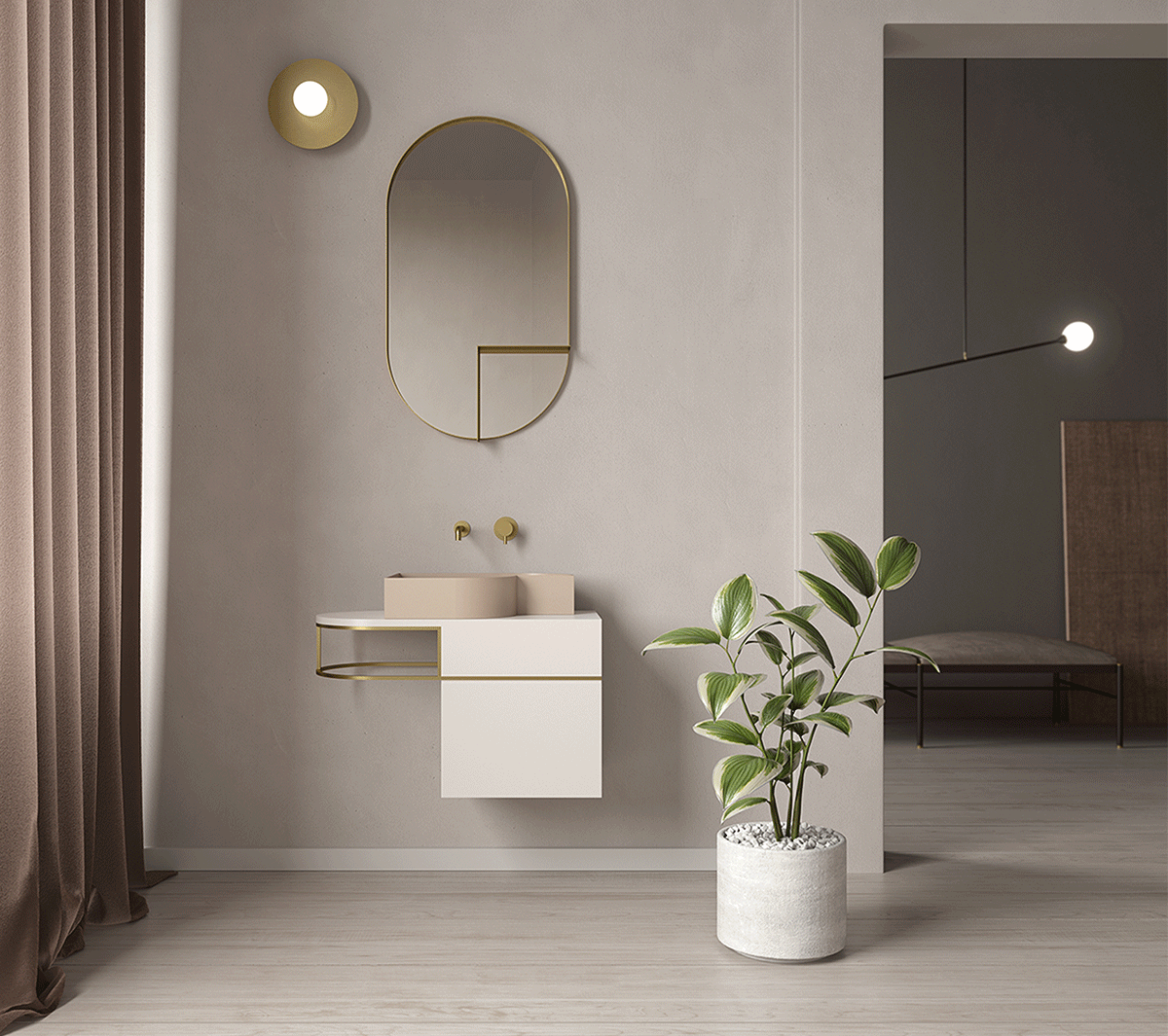 Ex.T Nouveau Shelf Mirror Настенное зеркало с полкой EXNOUSPOVALSX/BR - Вид №1