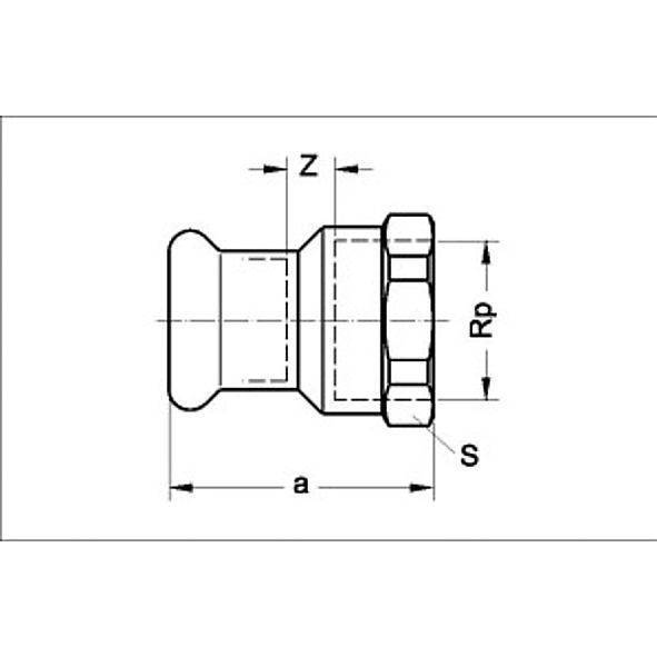 11127042112 SANHA 11270G пресс-фитинг газ, бронза, муфта переходная ВПр-ВР 42x11/2 мм  - Вид №1