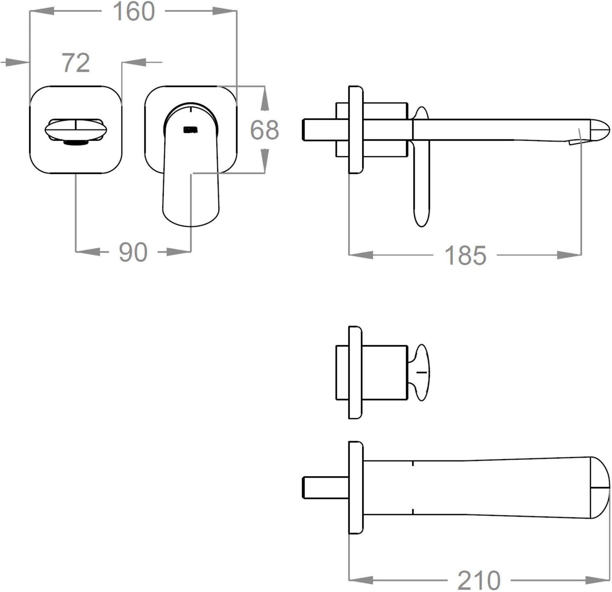 Fir Italia Смеситель для умывальника настенный из латуни с одной ручкой Dynamica 88 8818108 - Вид №1