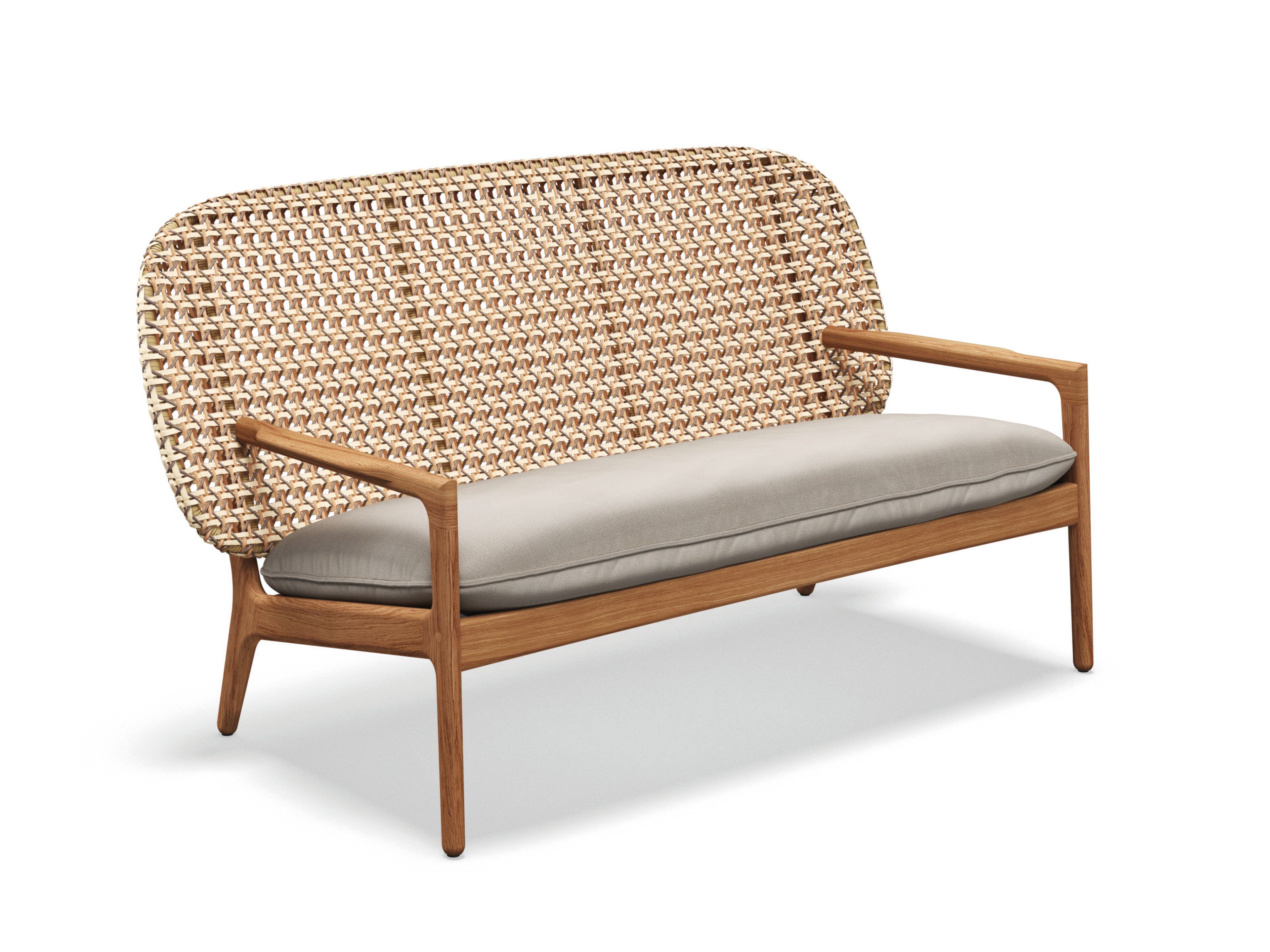 Плетеная и тиковая садовая скамейка с подлокотниками и спинкой Gloster ARCH-00080771 - Вид №1