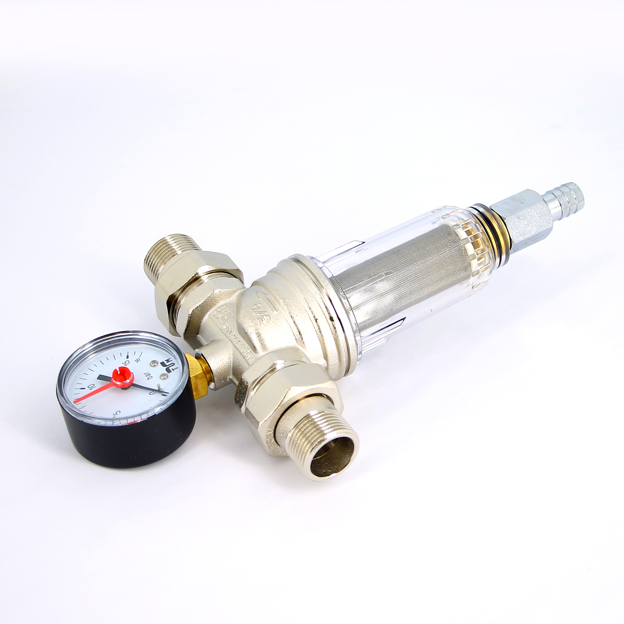 Фильтр промывной с манометром, с разъемными соединениями,пластиковой колбой TIEMME 1" 3130005 - Вид №3