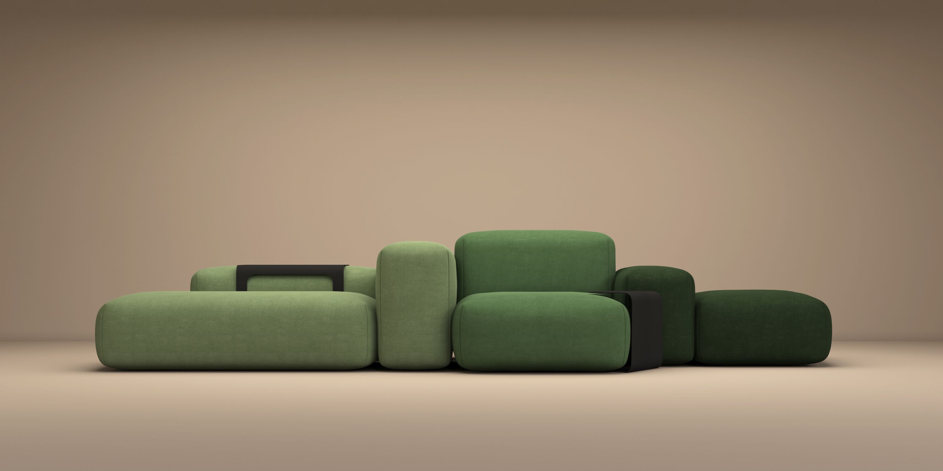 Тканевый диван с полуостровом HANNABI MODEL NO.17 GREEN ARCH-00097013 - Вид №2