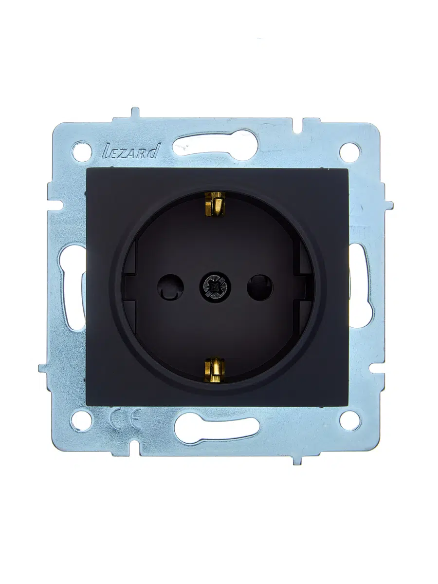 ASTI Розетка с защитой от детей ПБТ чёрный бархат механизм LEZARD 7081-4288-124B