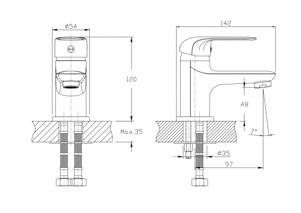 Смеситель для умывальника Rush Fiji FI1835-11 , хром 115223 - Вид №1