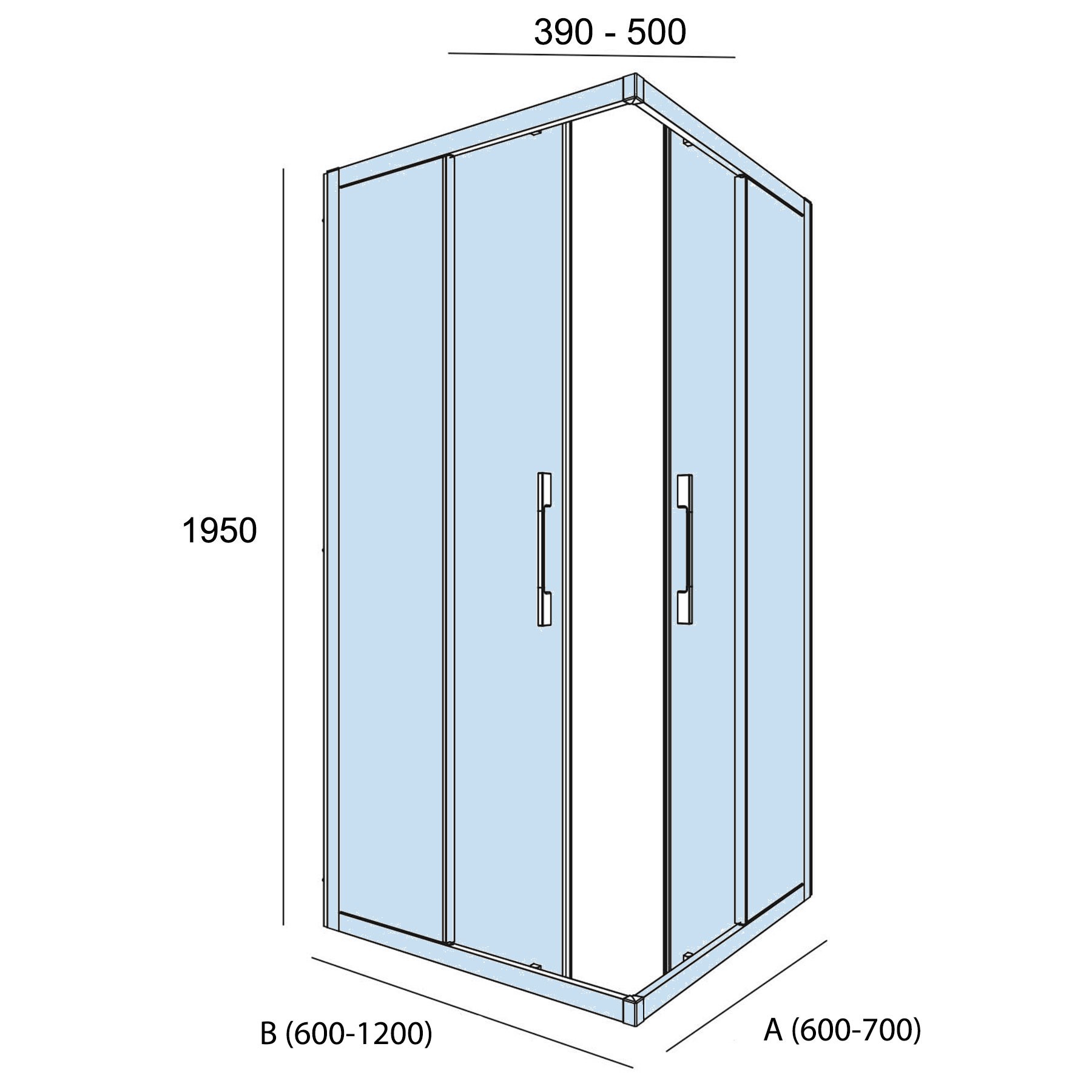 82405 SALGAR Душевая перегородка CLEAR угловая прямоугольная с 2D и 2FS ROAD Screen Print до 700 - 1200 x 1950 мм - Вид №1