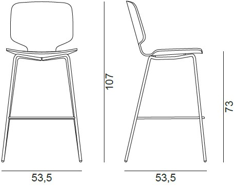 Quadrifoglio Табурет высокий фанерный со спинкой Code sun-id-1454601 - Вид №2