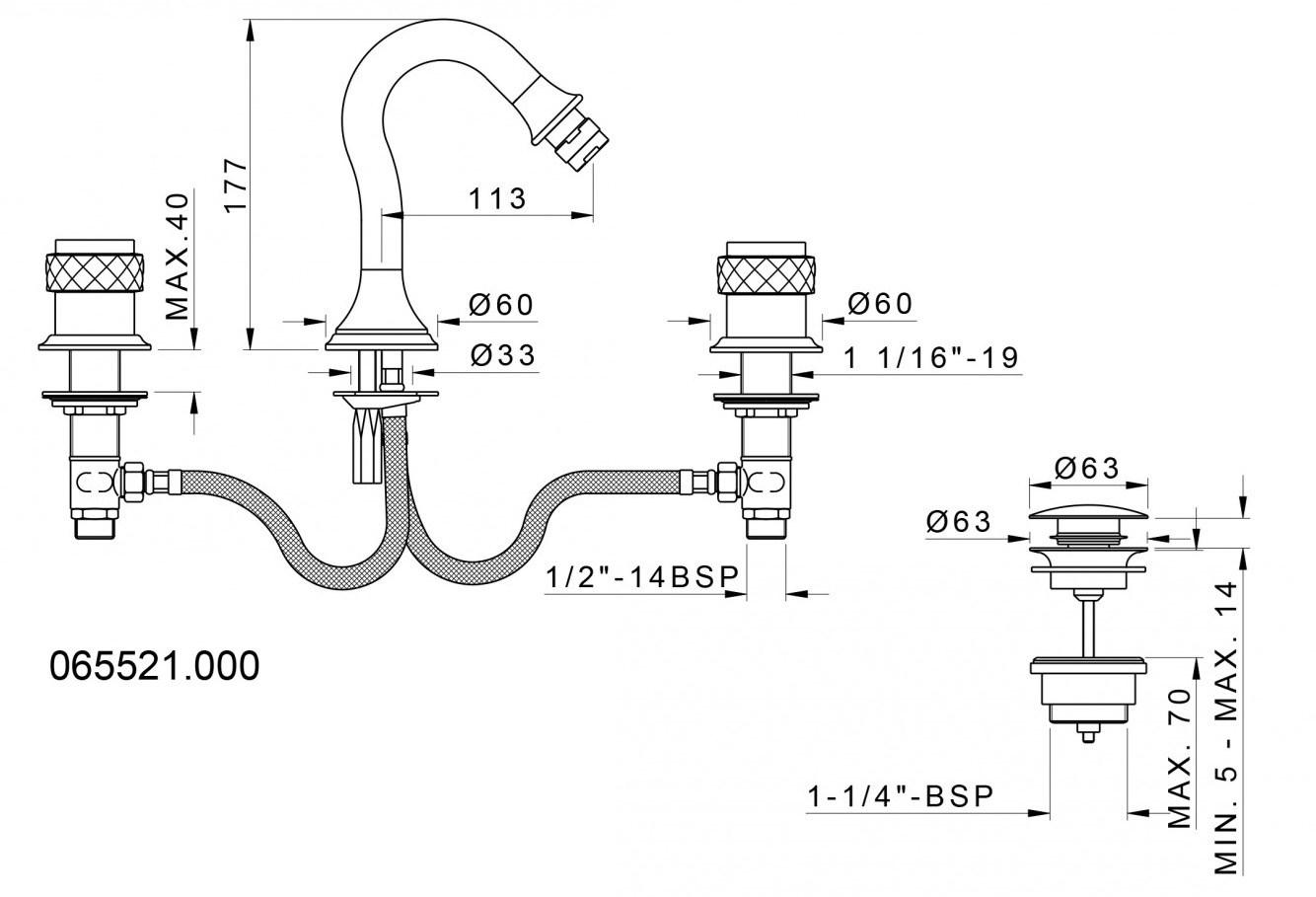 Bronces Mestre Смеситель для биде настенный на 3 отверстия Coquette 065521.000.50 - Вид №1