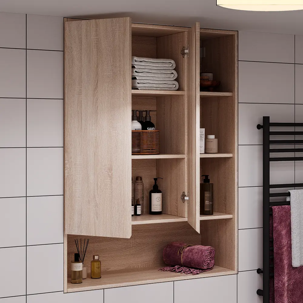 Шкаф для ванной комнаты без зеркала подвесной Vigo Matteo 89.5x116x30 см цвет дуб сонома 89446217 STLM-2138546 - Вид №9