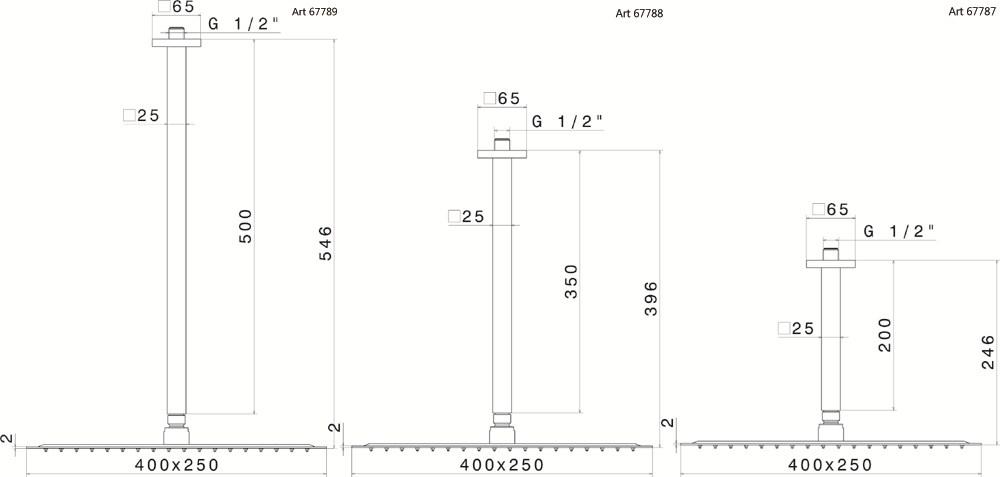 newform Потолочная лейка душа с кронштейном Head showers 67787 - Вид №1