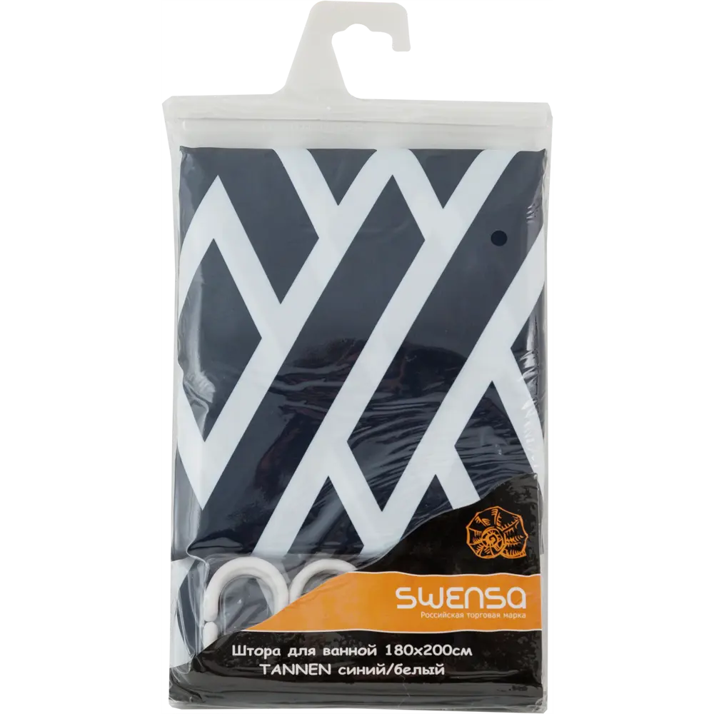 Штора для ванны Tannen SWC-90 с кольцами 180х200 см, полиэстер, цвет синий/белый SWENSA STLM-2148793 - Вид №5