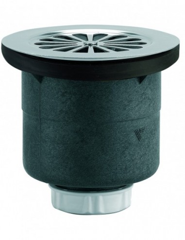 552000 000 00  Слив для душевого поддона Д. 90 мм, круглая гирлянда, выпускное отверстие вертикальное Д. 40 мм на винт или клей, NF, нержавеющая сталь Valentin Хром  - Вид №1