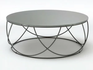 Rolf Benz Низкий круглый журнальный столик из стали и стекла