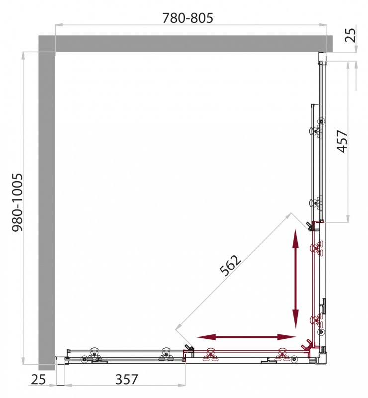 Душевой уголок BelBagno SELA-AH-2-100/80-C-Cr  - Вид №1