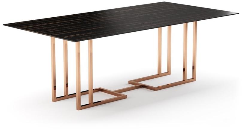 PRADDY Прямоугольный обеденный стол из нержавеющей стали и дерева  Ml187  - Вид №1