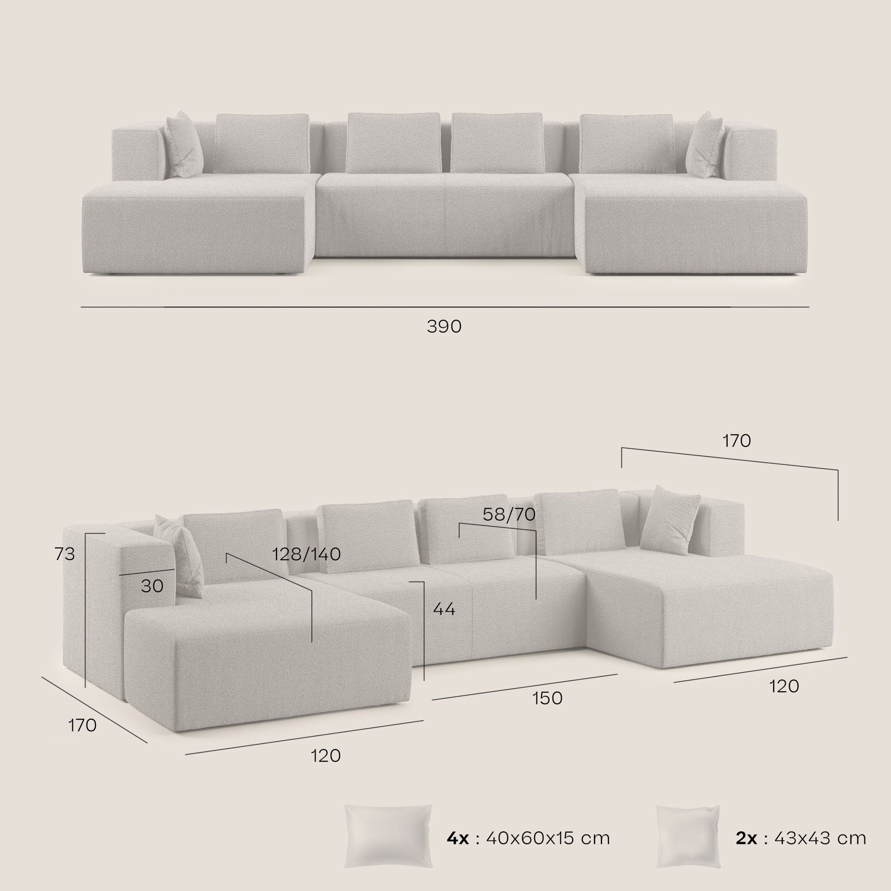 Панорамный тканевый диван с шезлонгом Divani.Store Нептун ARCH-00035300 - Вид №78