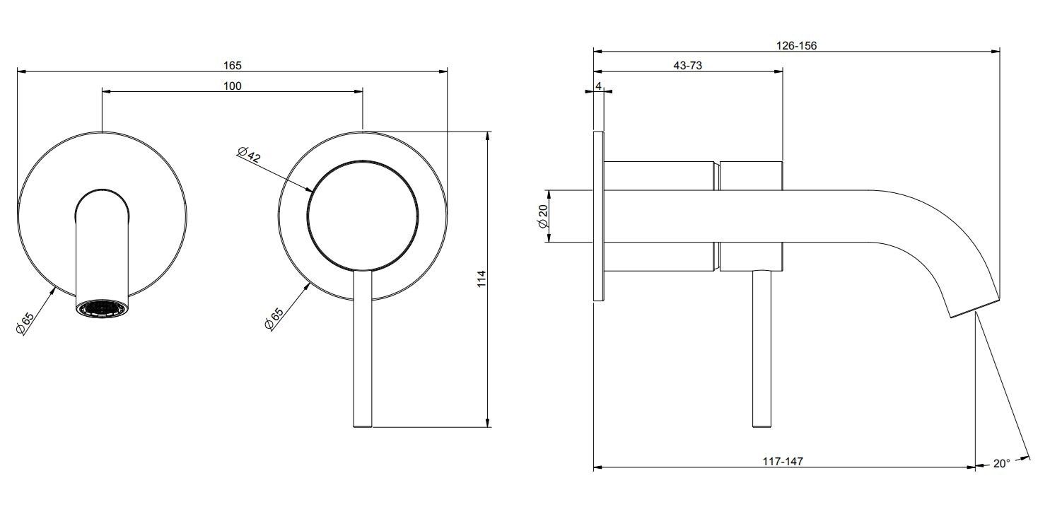 Настенный смеситель для раковины из нержавеющей стали с 2 отверстиями Gessi Messi316 ARCH-00030659 - Вид №5