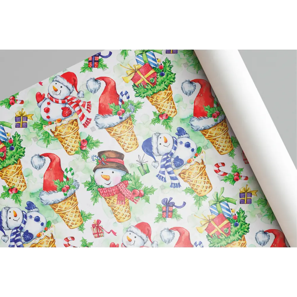 Упаковочная бумага «Снеговики» 70 см Симфония STLM-2186408 - Вид №1