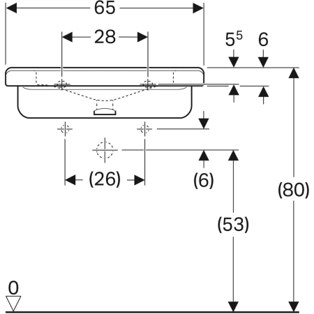 128661000 Раковина Geberit Renova Comfort Square, безбарьерная Geberit  - Вид №32