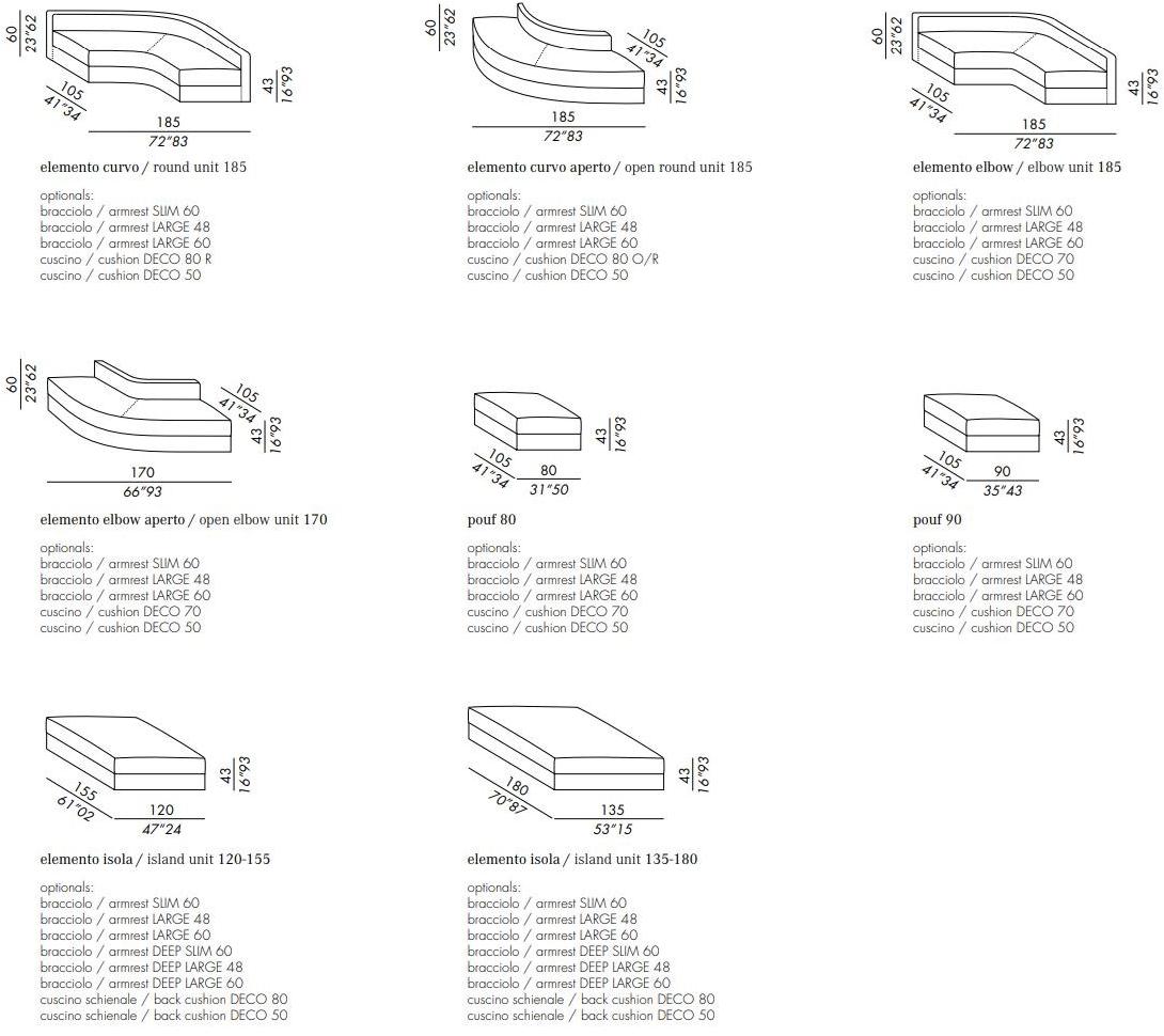 Meridiani Изогнутый диван со съемным чехлом из ткани Harold sun-id-1415477 - Вид №11