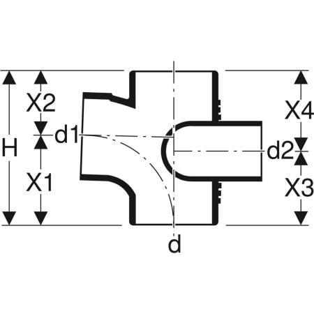 308.872.14.1 Крестовина Geberit Silent-db20, левая со смещенным впуском и дополнительным отводом 88,5° Geberit  - Вид №3