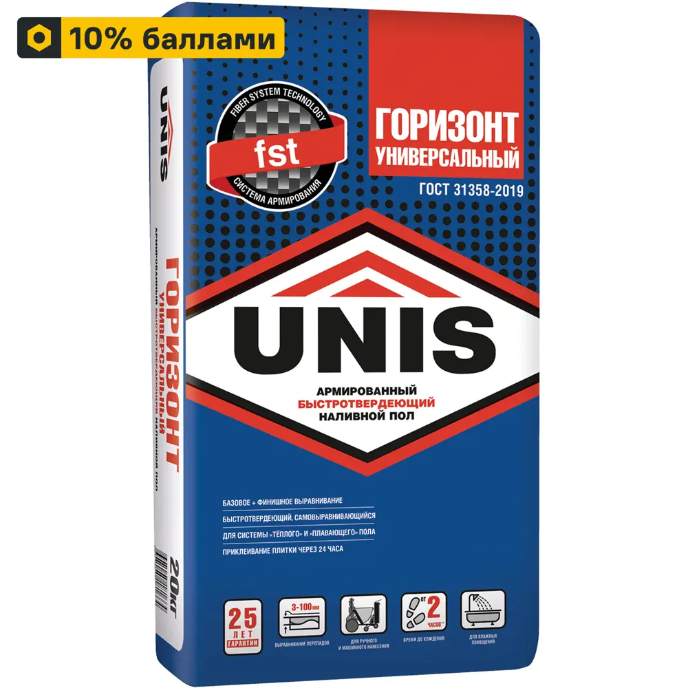 Unis Горизонт - быстротвердеющая смесь для идеально ровных полов 13401153 STLM-0003106