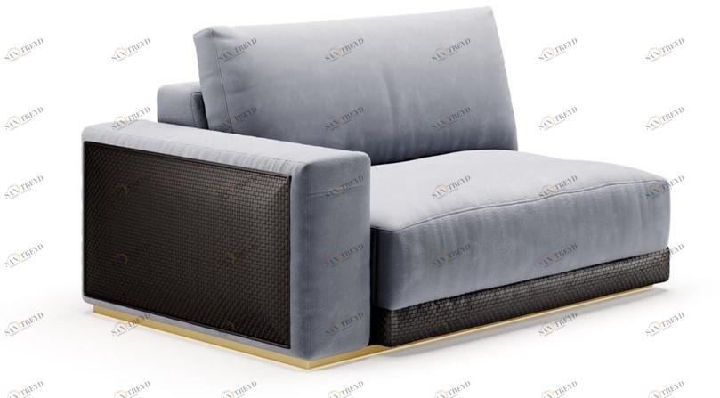 SM Living Couture Мягкое угловое кресло из бархата с одним подлокотником Couture Dvn_02_br/sx_dx