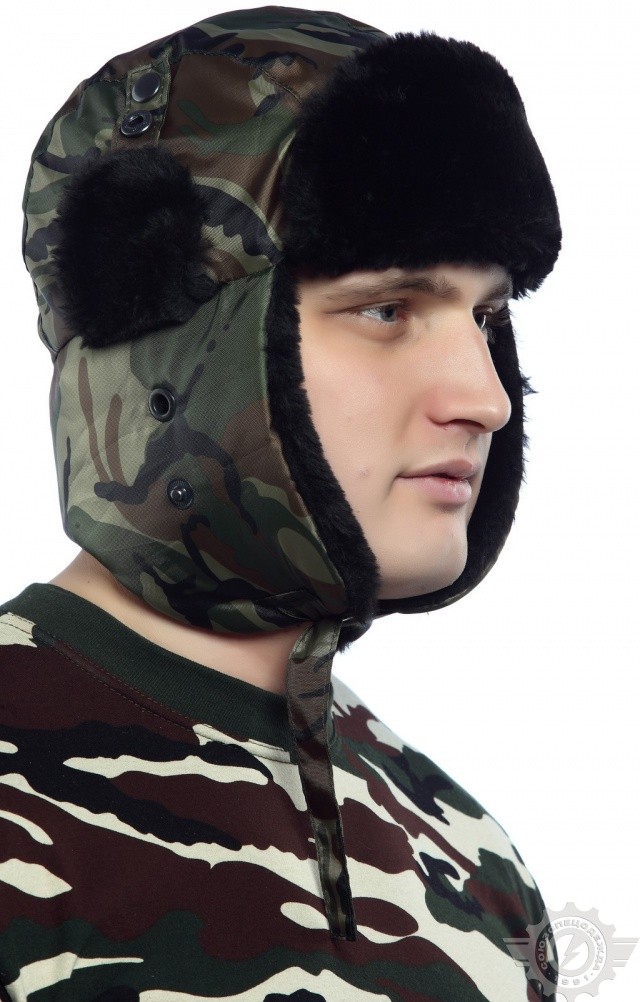 61509 Шапка-ушанка камуфляж зеленая  Камуфляжная форма  размер 57 Спецодежда  - Вид №5