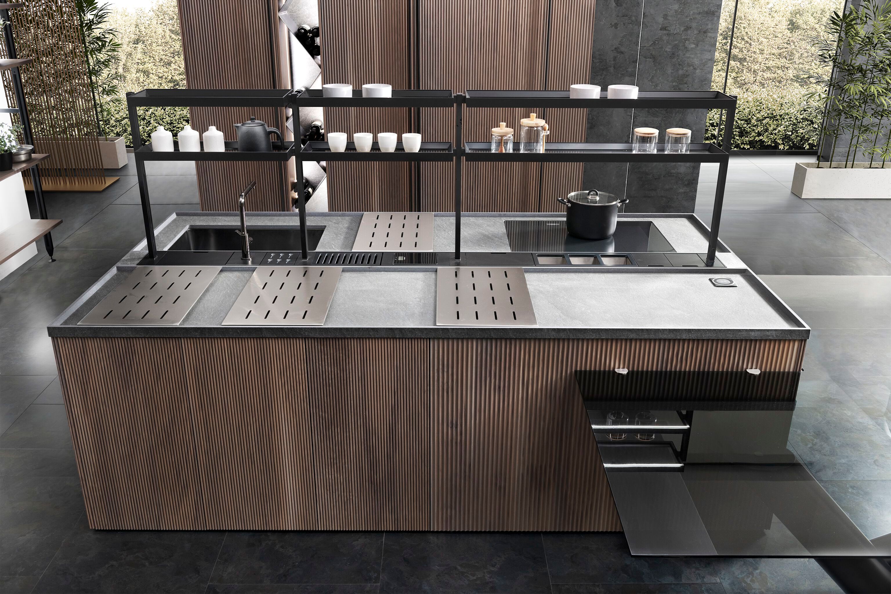 Кухня из грецкого ореха с островом Floritelli Cucine Milled ARCH-00023730 - Вид №3