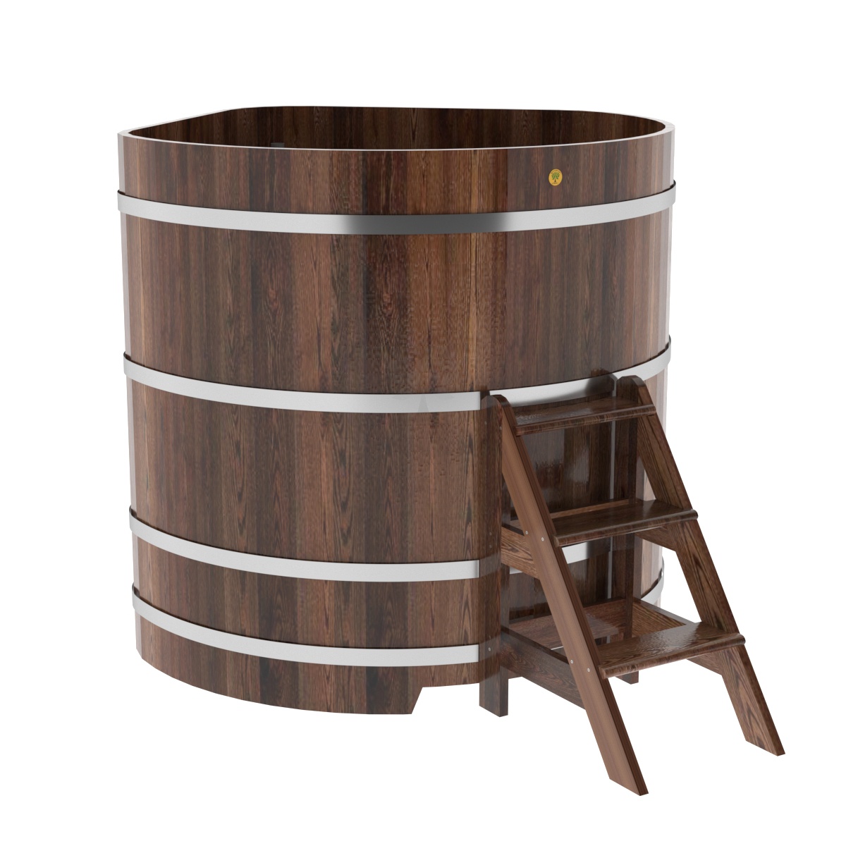 1246 Купель угловая из лиственницы 1,37х1,37х1,4 морёная премиум Alyarus 