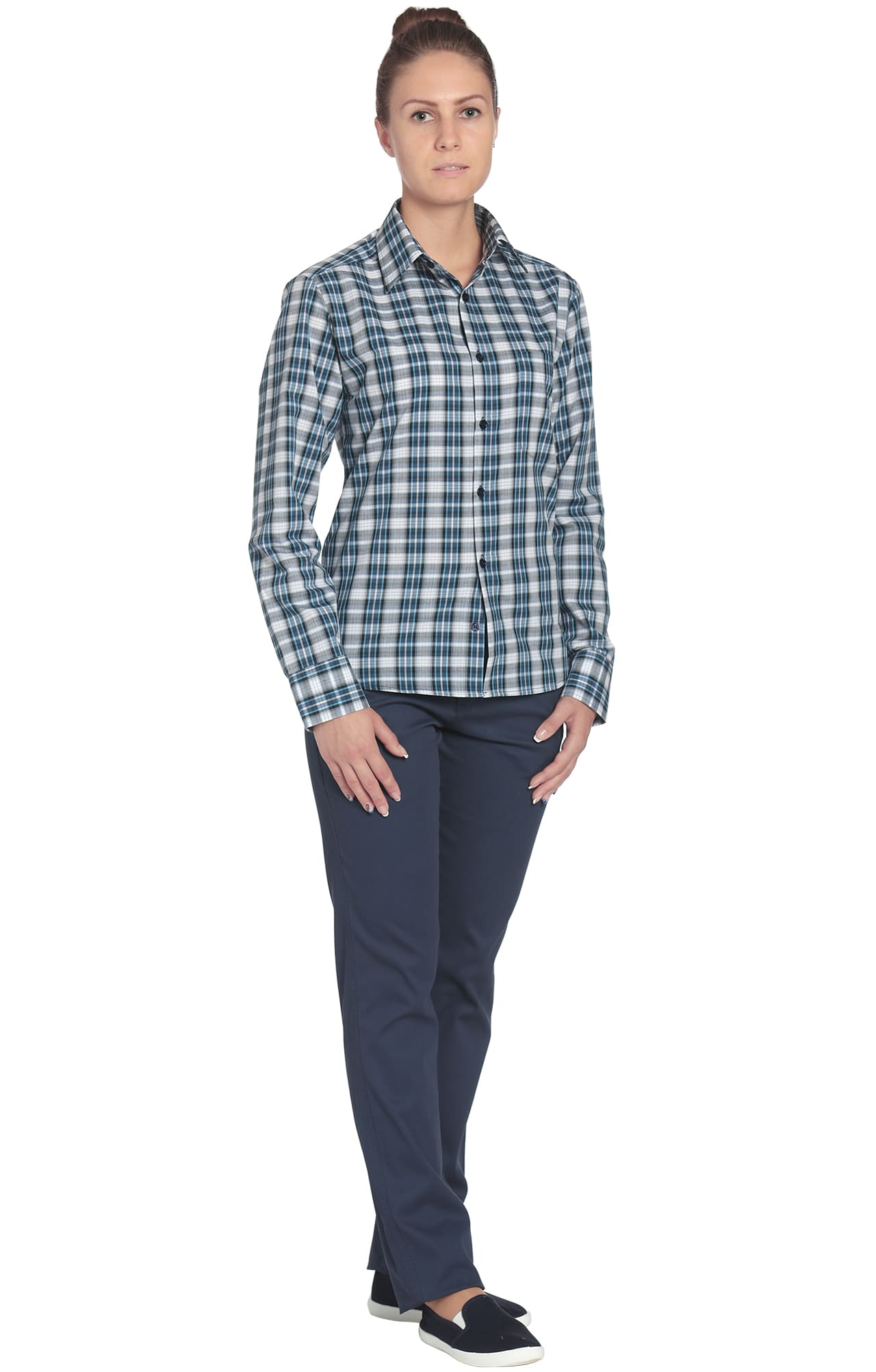 67805 Рубашка в клетку plaid blue (шотландка синяя) HIPSTER  Толстовки, рубашки, футболки, тенниски  размер 44 (88)  - Вид №2