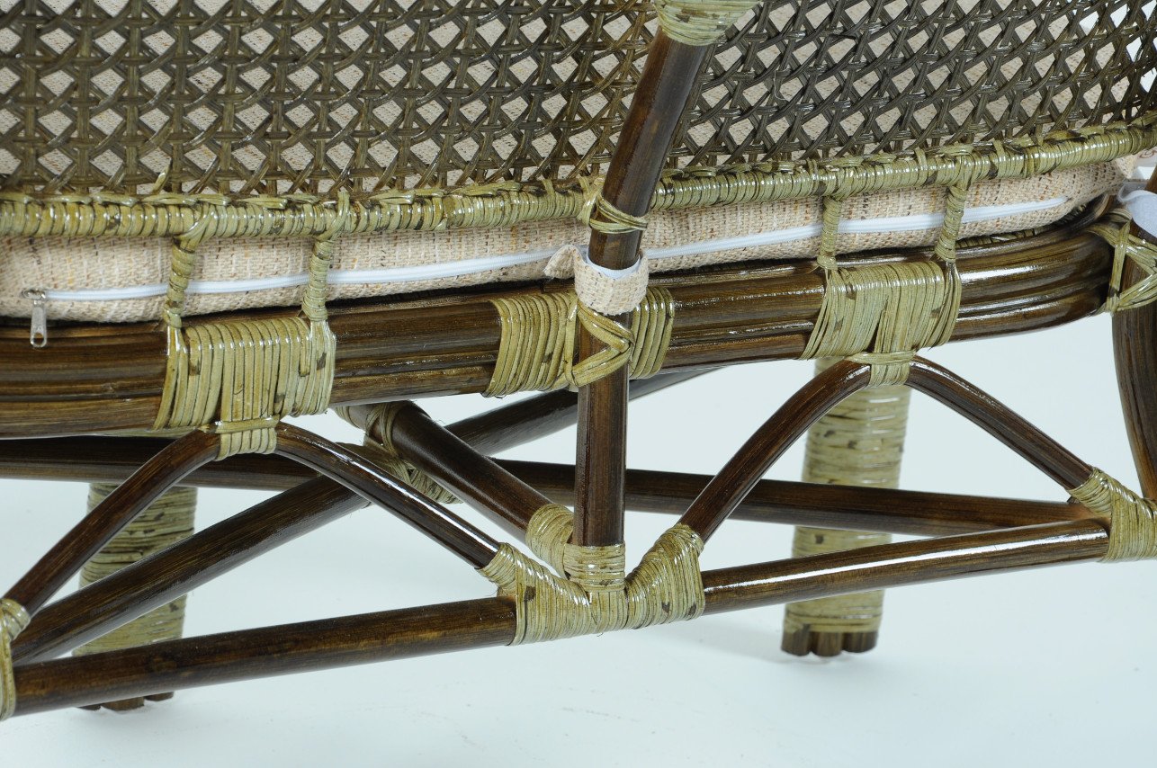 Диван двухместный из ротанга зеленый с подушкой "Олива" VINOTTI  00-3885227 Зеленый  - Вид №3